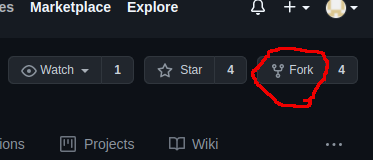 Button that says "Fork", next to "Watch" and "Star" buttons